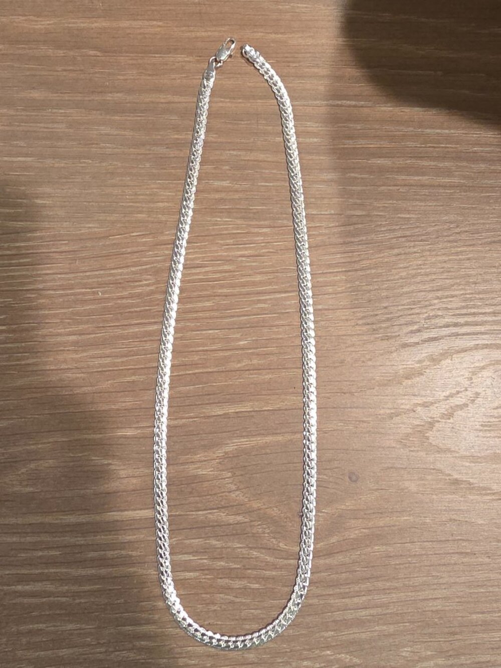 Sterling silver flat metal necklace